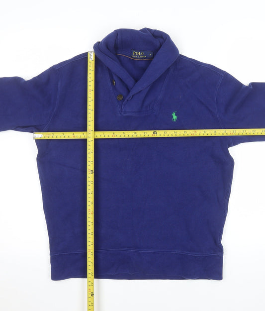 Mens UK Size S Ralph Lauren Blue Henley Sweatshirt