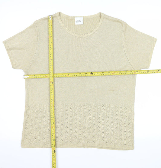 Eastex Women Beige Knit Short Sleeve T-Shirt L