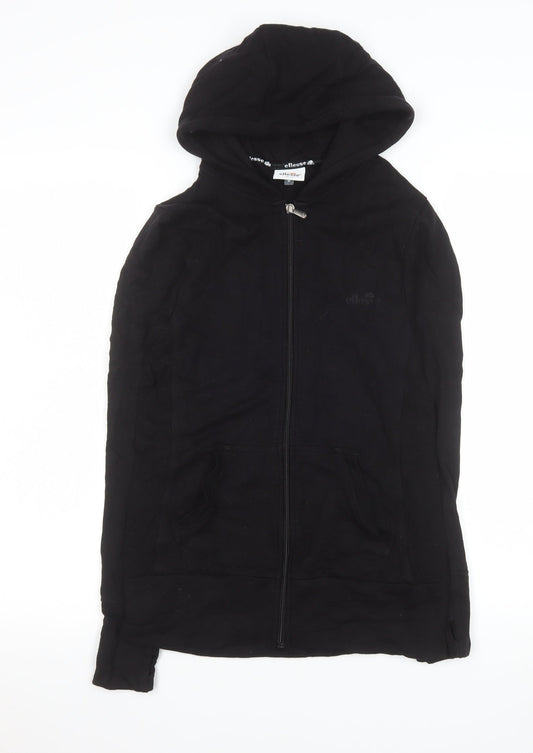 Additional front view of Ellesse women’s black, size UK 8, hoodie zip jacket casual sportswear