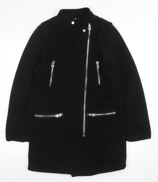 Womens UK Size 8 Missguided Black Biker Coat