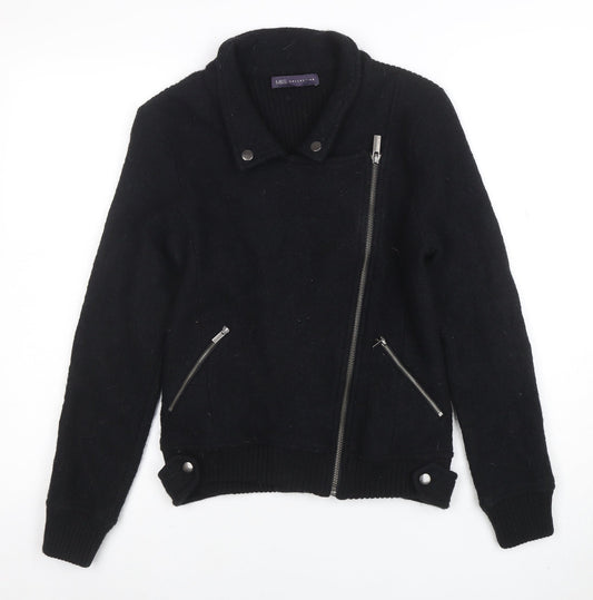 Marks and Spencer Women's Black Wool Biker Jacket Size 8