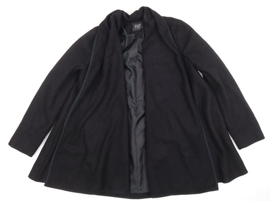 F&F Women's Black Wool Blend Mid-Length Coat Size 10
