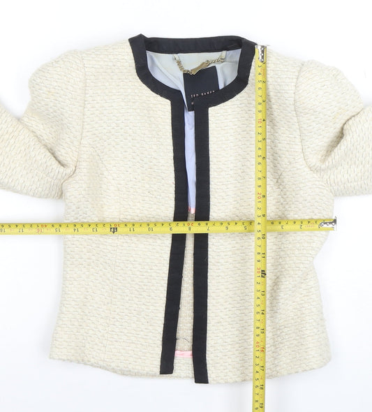 Ted Baker Women’s Ivory Woven Blazer Size 6 Classic Tailored Jacket