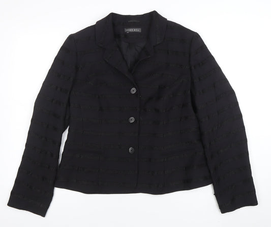 Additional front view of ALEX & Co. Women's Black Wool Blend Striped Blazer UK 16 Classic Fit