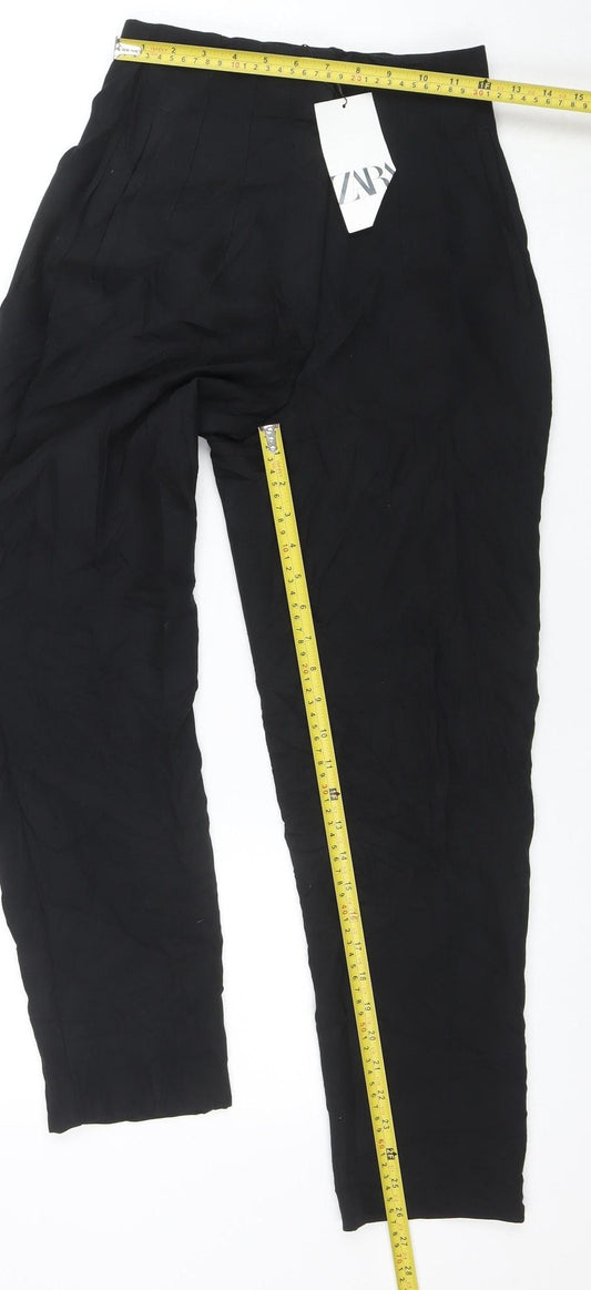 Womens UK Size L Zara Regular Fit Business Casual Workwear Black Trousers