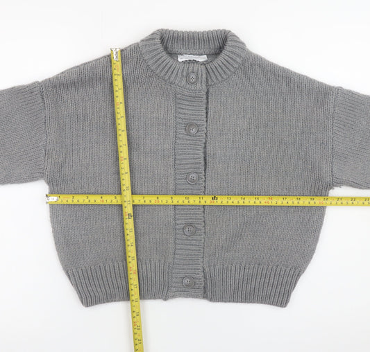 ASOS DESIGN Women Grey Chunky Knit Button Cardigan Size S