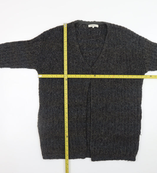 Sandwich Women's Grey Chunky-Knit V-Neck Cardigan Size S
