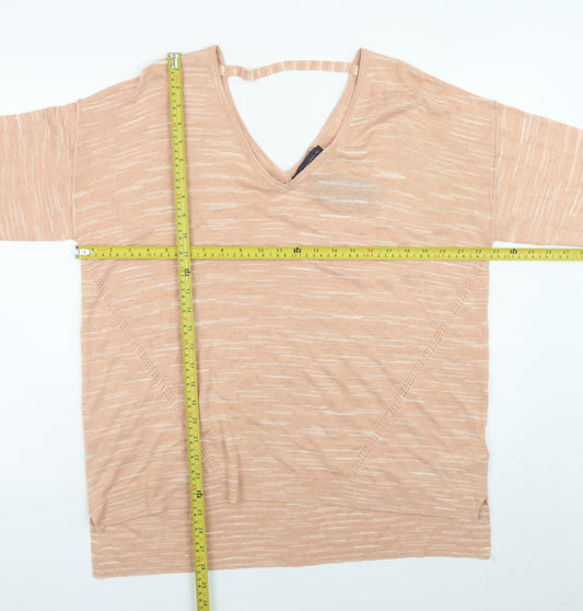 Marks and Spencer Women’s Beige V-Neck Relaxed Knit Jumper XL