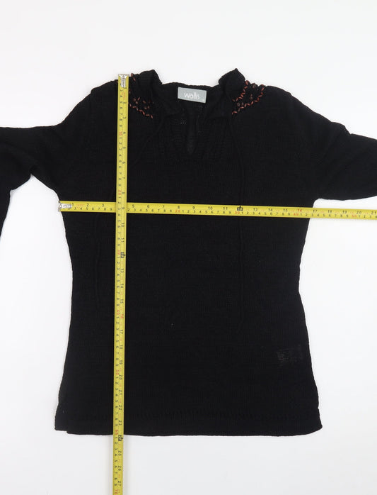 Wallis Women’s Black V-Neck Long Sleeve Knit Jumper Size 14