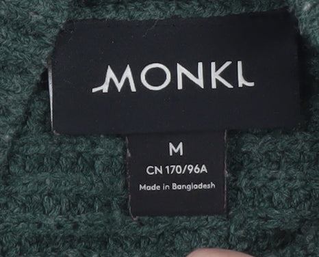 Monki Women Green Mock Neck Relaxed Knit Pullover Jumper Size 12