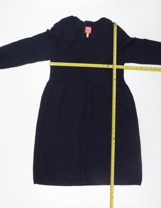 Joules Women’s Navy Jumper Dress Size 14 V-Neck Knit Long Sleeve