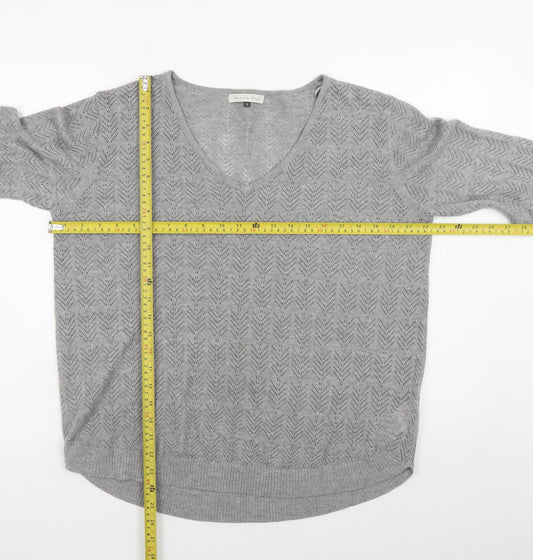 Maison de Nimes Women’s Grey V-Neck Knit Jumper Size 16