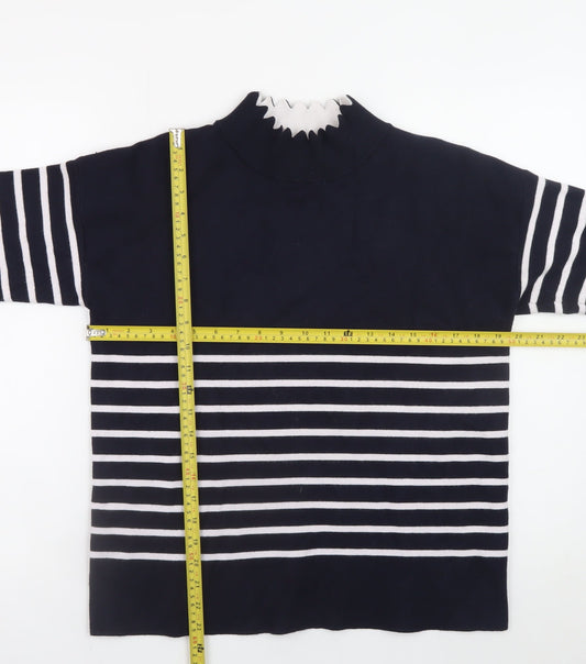 Lovie & Co Women's Blue Striped Mock Neck Pullover Jumper S
