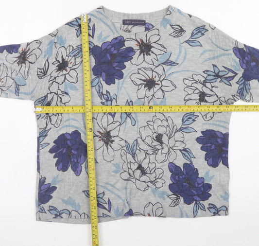 Marks and Spencer Women’s Grey Floral Crew Neck Jumper Size 12