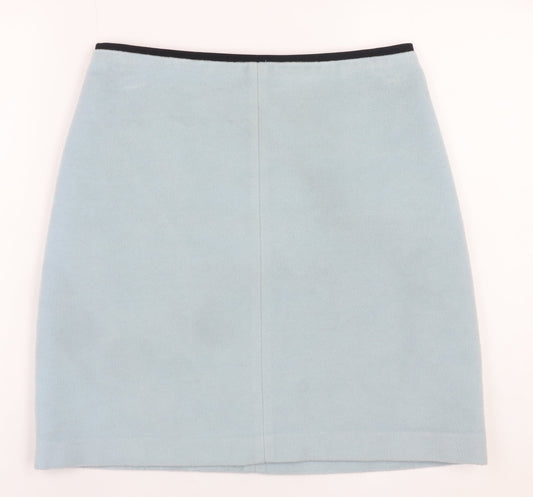 Marks and Spencer Women Blue Wool Blend Knee Length Pencil Skirt UK 8