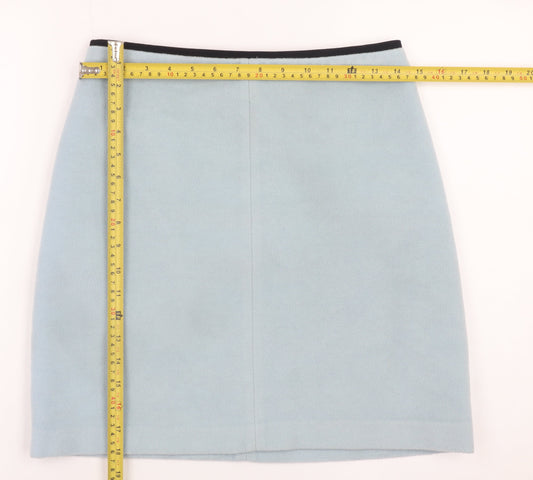 Marks and Spencer Women Blue Wool Blend Knee Length Pencil Skirt UK 8
