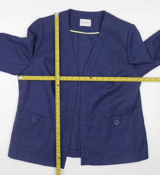 Eastex Women's Blue Size 14 Classic Mid-Length Blazer Jacket