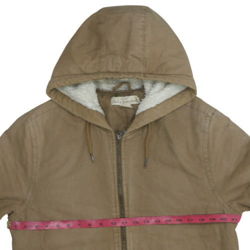 H&M L.O.G.G. Men Brown Cotton Hooded Lined Jacket Size M