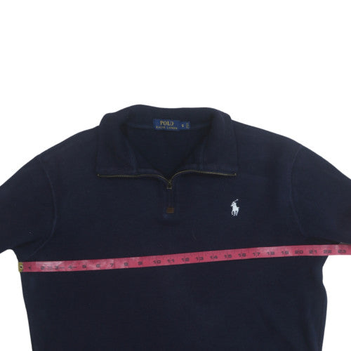 Polo Ralph Lauren Men's Blue Cotton 1/4 Zip Jumper Size S