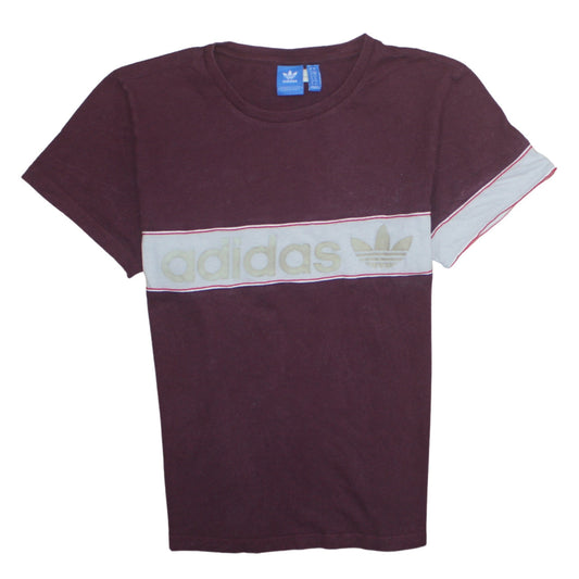 Additional front view of Adidas Women’s Brown Colourblock Cotton T-Shirt, size UK 10
