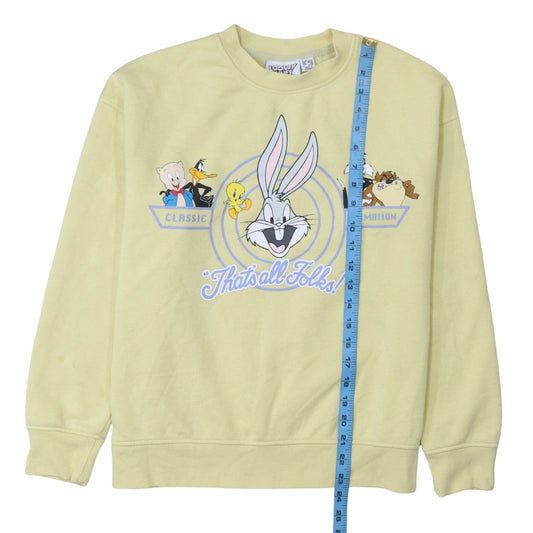 Womens UK Size S Looney Tunes Yellow Pullover Sweatshirt