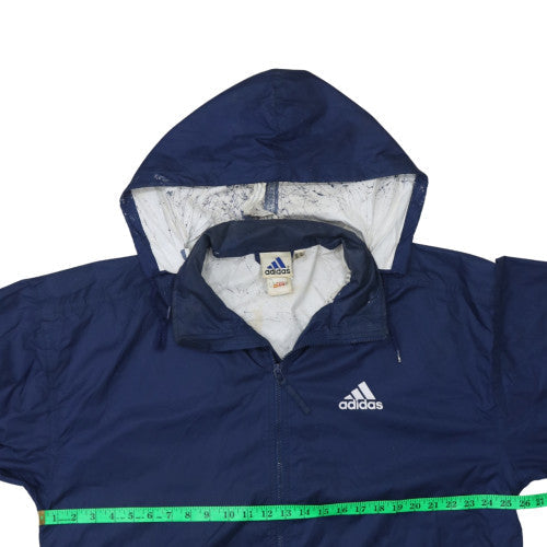 Adidas Men's Blue Hooded Windbreaker Jacket Size M