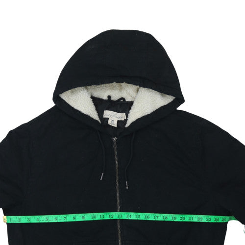 H&M L.O.G.G. Mens Black XL Hooded Lined Cotton Jacket