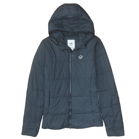 Additional front view of Adidas Women's Black Hooded Puffer Jacket, size 10