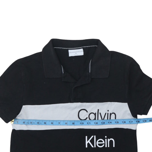 Calvin Klein Jeans Men's Black Colourblock Cotton Polo M