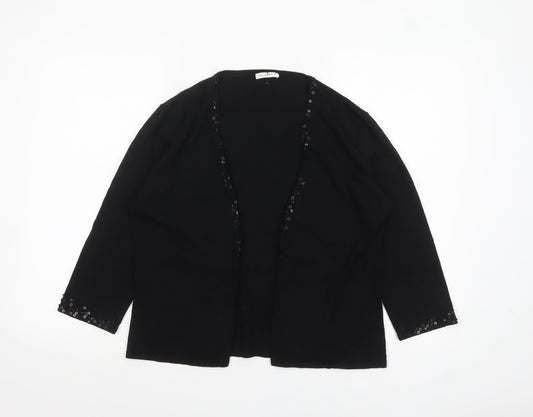 Planet Women’s Black Sequin Trim Cardigan L Viscose Nylon