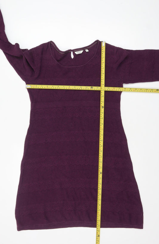 FatFace Womens Purple Cotton Knit Jumper Dress Size 12