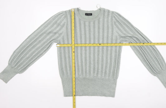 Et Vous Women's Grey Size 14 Crew Neck Ribbed Knit Jumper