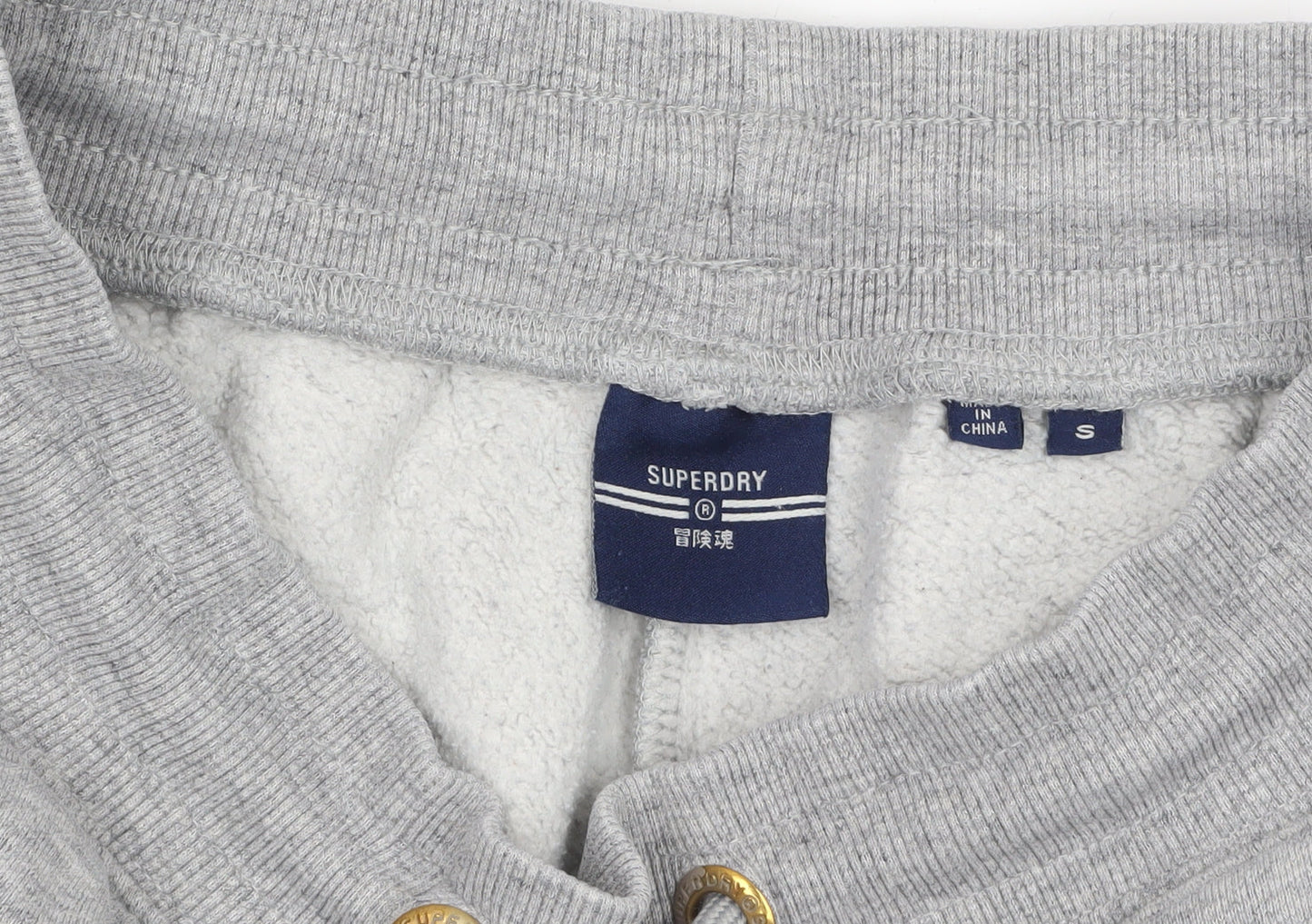 Superdry Women Grey Fleece Joggers S Regular Fit Elastic Waist