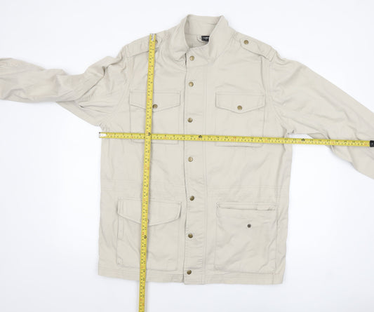 Cotton Traders Men’s Beige Military Jacket XL Cotton Mid-Length