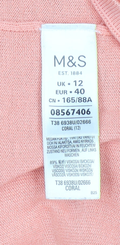 Womens UK Size 12 Marks and Spencer Pink Basic T-Shirt