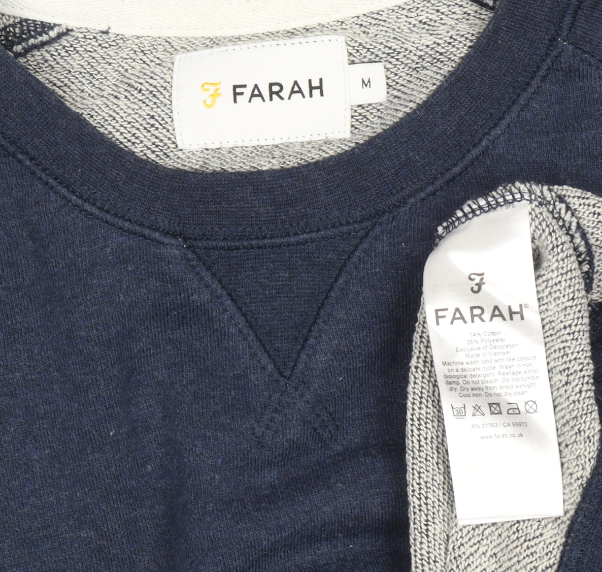 Farah Men's Blue M Crew Neck Cotton Blend Pullover Jumper