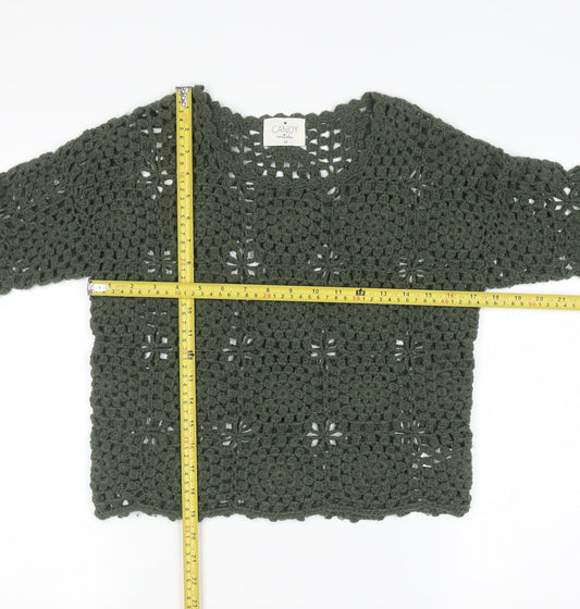 Candy Couture Girls Green Crochet Acrylic Jumper 14 Years Long Sleeve