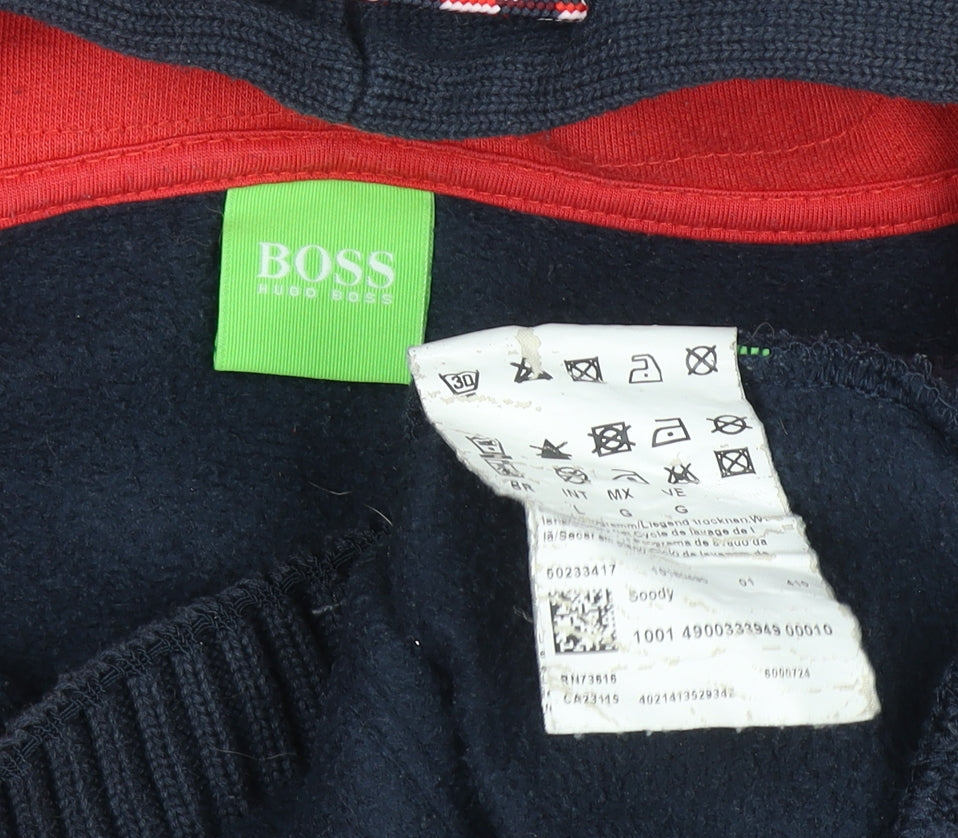 Mens UK Size L HUGO BOSS Blue 1/2 Zip Hoodie