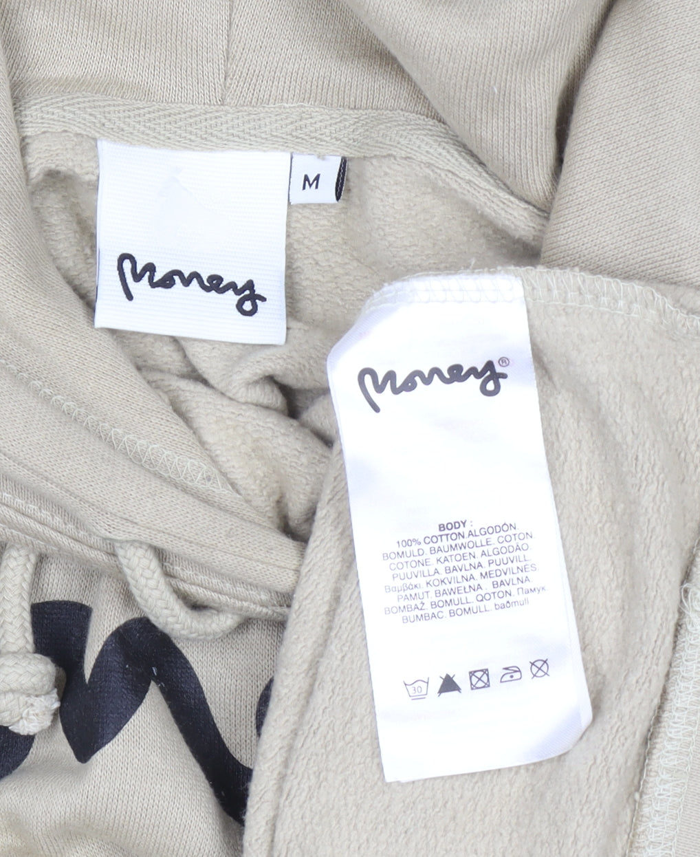 Mens UK Size M Money Beige Pullover Hoodie