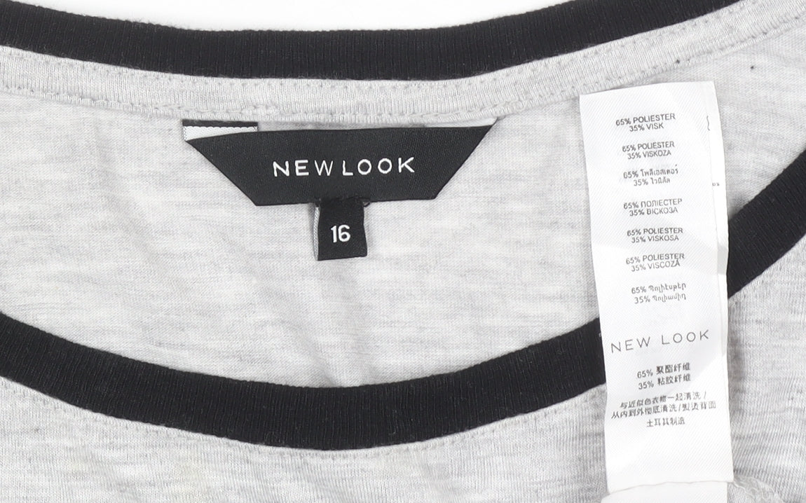 Womens UK Size 16 New Look Grey Basic T-Shirt