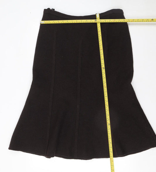 Madeleine Women Black Wool Flare Midi Skirt Size 18