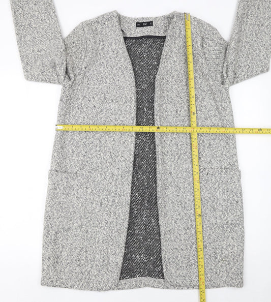 F&F Women’s Grey Longline Open Knit Cardigan UK 10