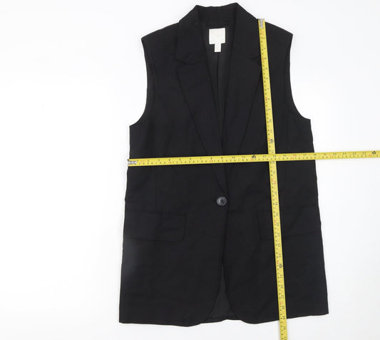 H&M Women Black XS Linen Blend Sleeveless Suit Waistcoat