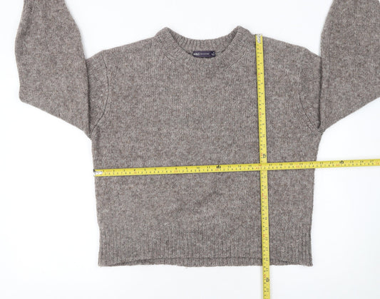 Marks and Spencer Women Beige Knit Crew Neck Pullover Jumper M