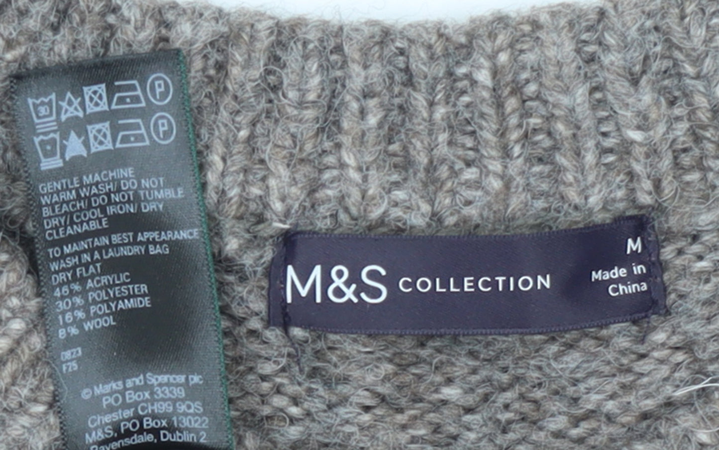 Marks and Spencer Women Beige Knit Crew Neck Pullover Jumper M