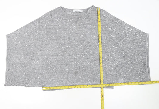Alice Collins Women Silver Sequin Knit Cape Jumper Size 10