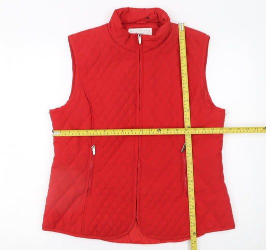 Pure & Natural Women's Red Quilted Waistcoat Gilet Size M
