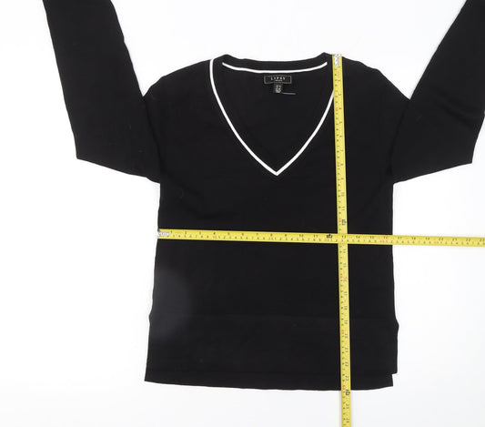 Lipsy Women’s Black V-Neck Long Sleeve Knit Jumper Size 10