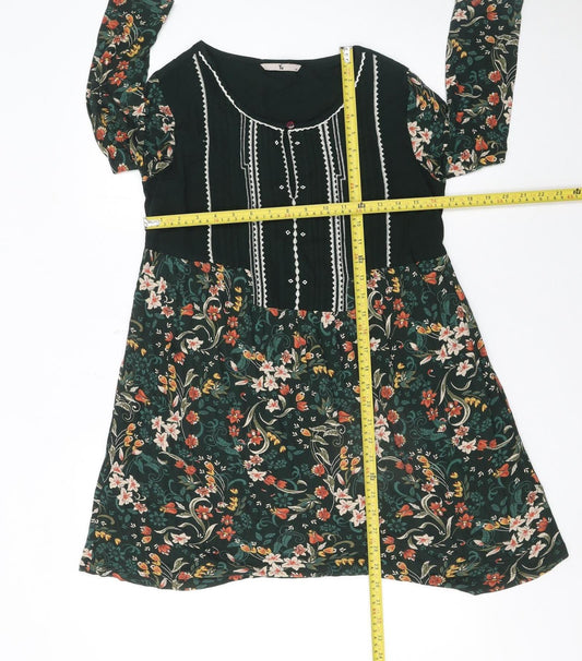 Tu Women’s Multicoloured Floral Shift Dress Size 10 Long Sleeve