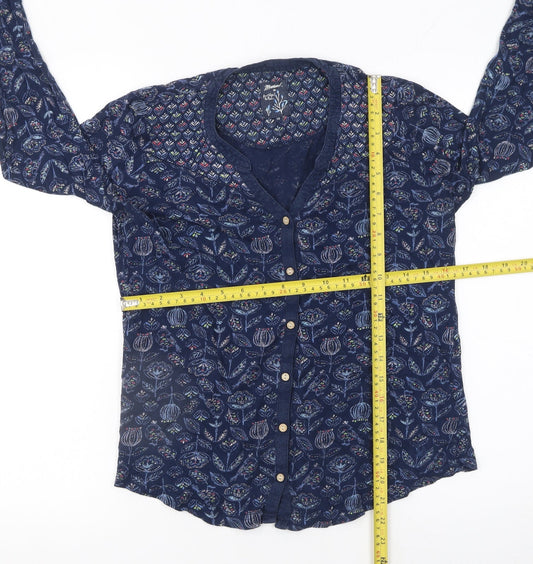 Womens UK Size 10 Mantaray Blue Tunic Button-Up